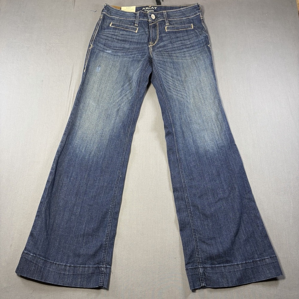 Ariat Jeans Women 29S Blue Trouser Wide Leg Dark Wash Denim NWT